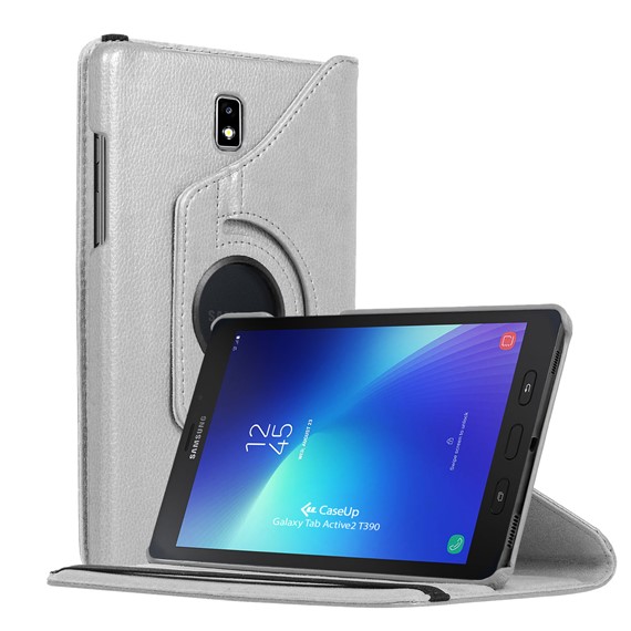 CaseUp Samsung Galaxy Tab Active2 T390 Kılıf 360 Rotating Stand Gümüş 1